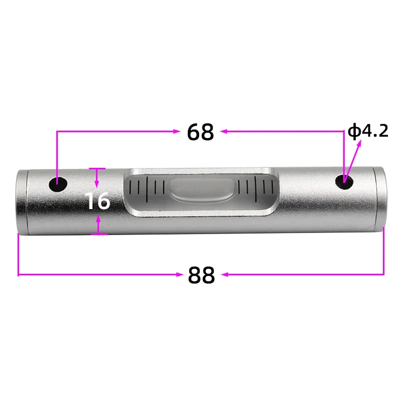 High Sensitivity 0.3mm Nivel Burbuja Metal Cylindrical Bar Bubble Level Portable Inclinometer Round Head  Dia 16mm L 88mm 1PCS