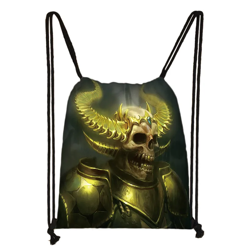 Cool Death Skull Backpack Women Men Travel Bag Grim Reaper Drawstring Bag Boys Girls Bookbag Canvas Storage Bags Shoes Holder