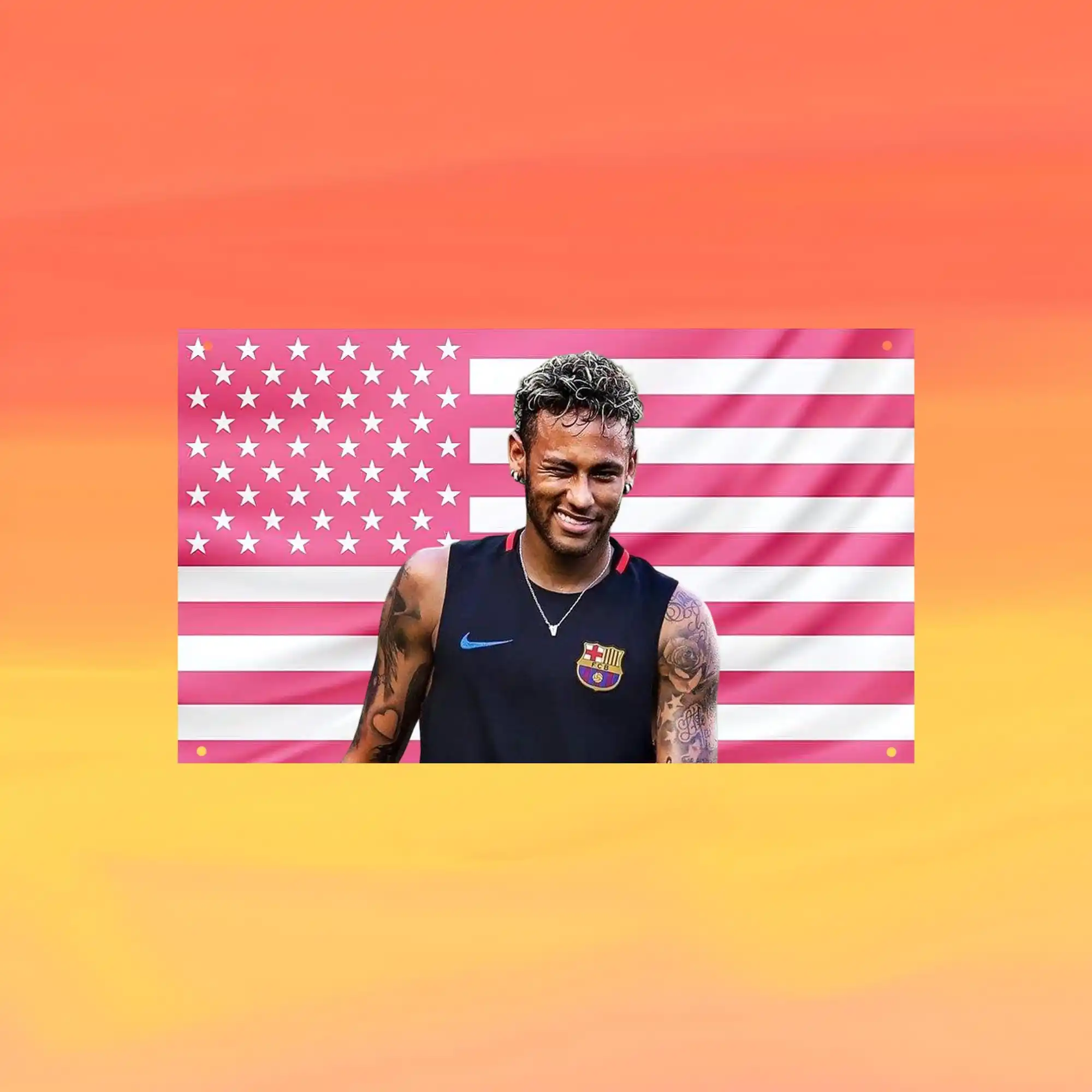 N-Neymar Pink American Outdoor Decor Garage Decoration for Bedroom Decorative Home Objects Tapestry Custom Flag to Hang Flaga