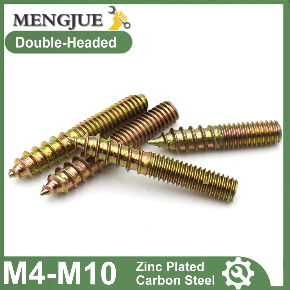 M4 M5 M6 M8 M10 Zinc-Plated Hex Socket Head Self-Tapping Double-Ended  Furniture Assembly Screw Pointed Tip Sofa Staircase Bolt