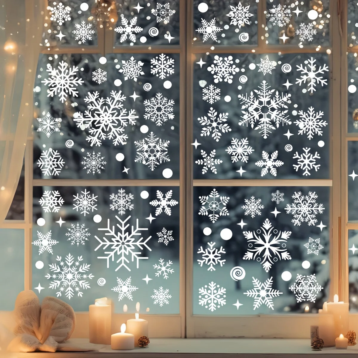 137 Stück Weihnachts-Fensteraufkleber für Glasfenster – 4 Blatt Weihnachts-Fensteraufkleber, Schneeflocken, Weihnachtsdekorationen