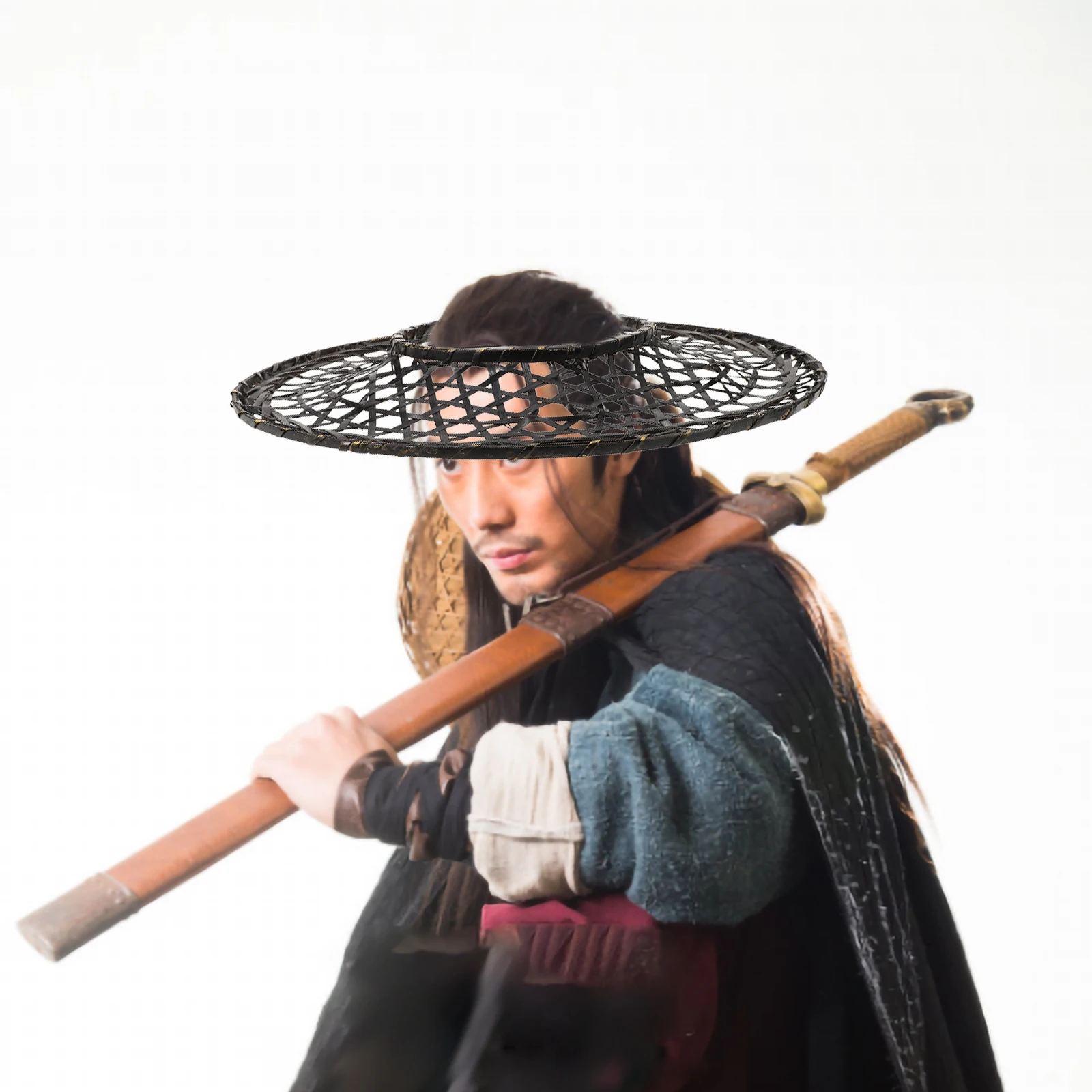 

Decorative Hollow Bamboo Woven Hat Handmade Japanese Style Cosplay Party Performance Hat Home Supplies Cone Caps