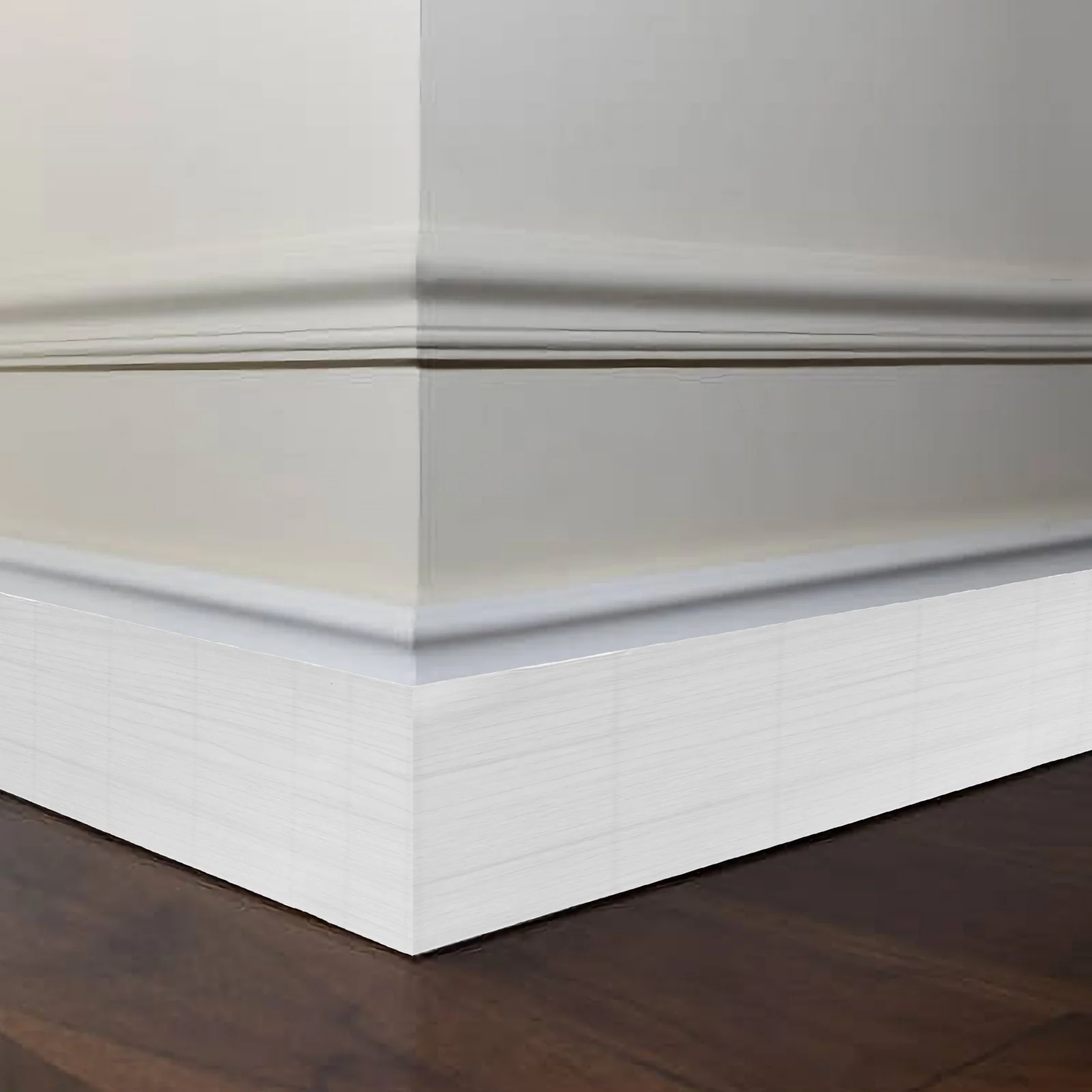 Pita perekat diri papan dasar putih keluar Strip Pvc Trim plastik Skirting