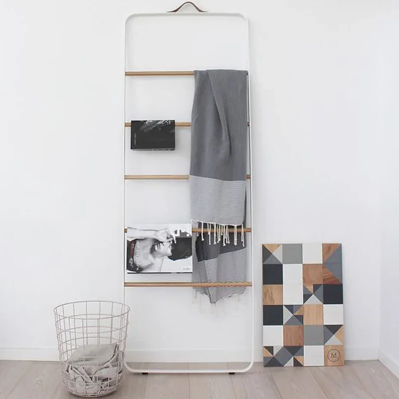 Simple Floor Type Towel Holder Wall Bath Towel Hanging Rack No Punching Bathroom Storage Shelf