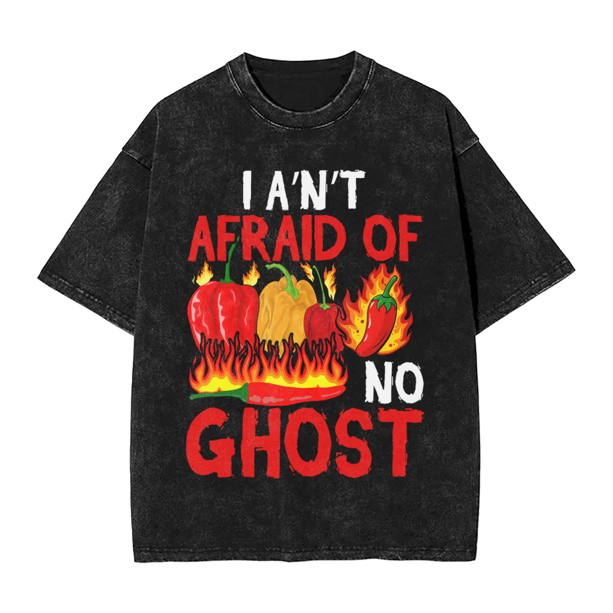Amazing Ghost Pepper food Hot food Kiva T-Shirts for Men Crew Neck Cotton Washed T Shirts  Short Sleeve Tee Shirt Party Clothes