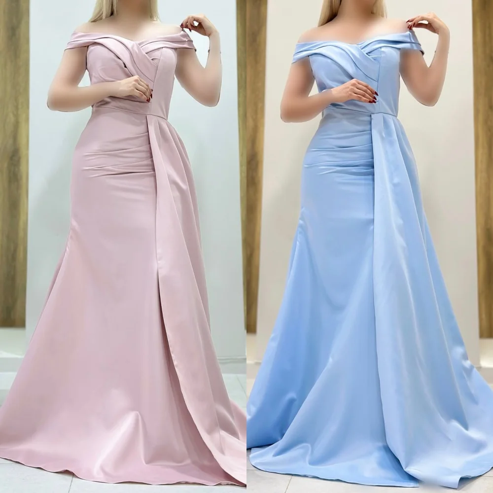 

Customized High Quality Formal Charmeuse Ruched Mermaid Off-the-shoulder Long Dresses Bespoke Occasion Dresses Matching Classic