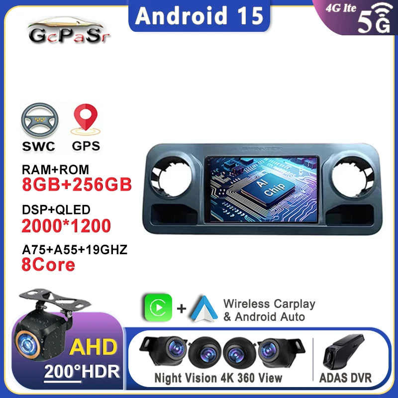 

Car Radio Android 15 Multimedia Player Auto For Mercedes - Benz Sprinter 907 910 2018+ GPS Carplay Navigation No 2din DVD Stereo