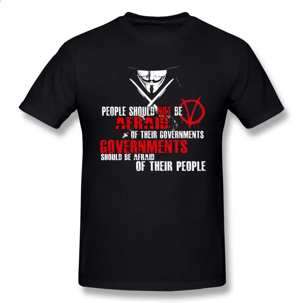 Mens V For Vendetta T Shirts V FOR VENDETTA GUY FAWKES QUOTE T-Shirt Oversize Tee Shirt Beach Funny manga Outfits