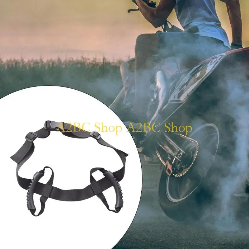 A2BC Secure Pillion Graking مقبض مريح دراجة نارية مقاعد خلفية للركاب حزام الخصر حزام ركاب تسخير لسلسلة آمنة