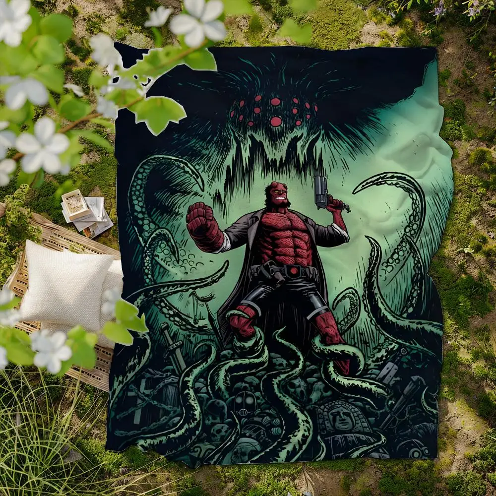 comic H-Hellboy Comic Throw Soft Flannel Blanket for Bed Bedroom Sofa Picnic Throw Skin-friendly Breathable Gift Cover