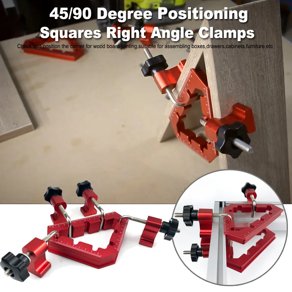 Woodworking right angle ruler, 90° positioning block, 2-piece set of carpentry triangle fixing clamps, British aluminum alloy