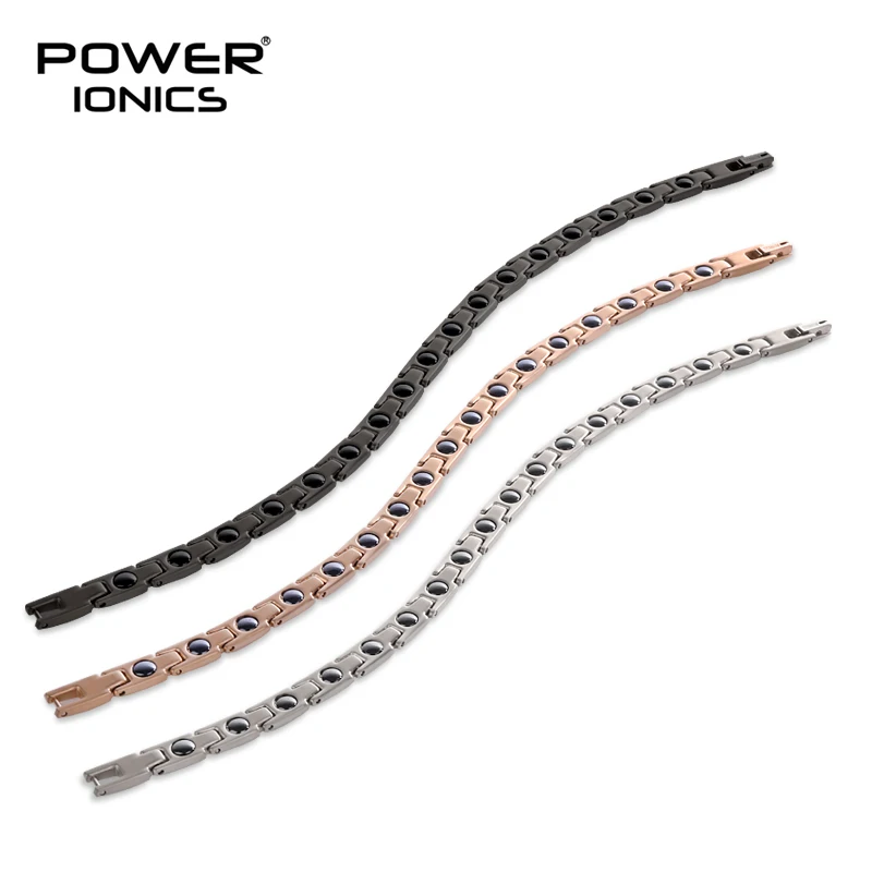 Power Ionics 100% Titanium Slimming Fashion Womens 6mm Bracelet Lover Christmas Gifts Free Engrave