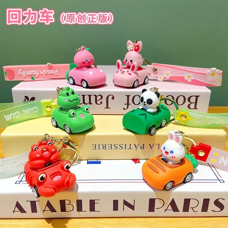 

Authentic Creative Cartoon Power Car Keychain Cute Panda Frog Flower Rabbit Koala Keychain Male Female Y2k Fashion Toys Anime
