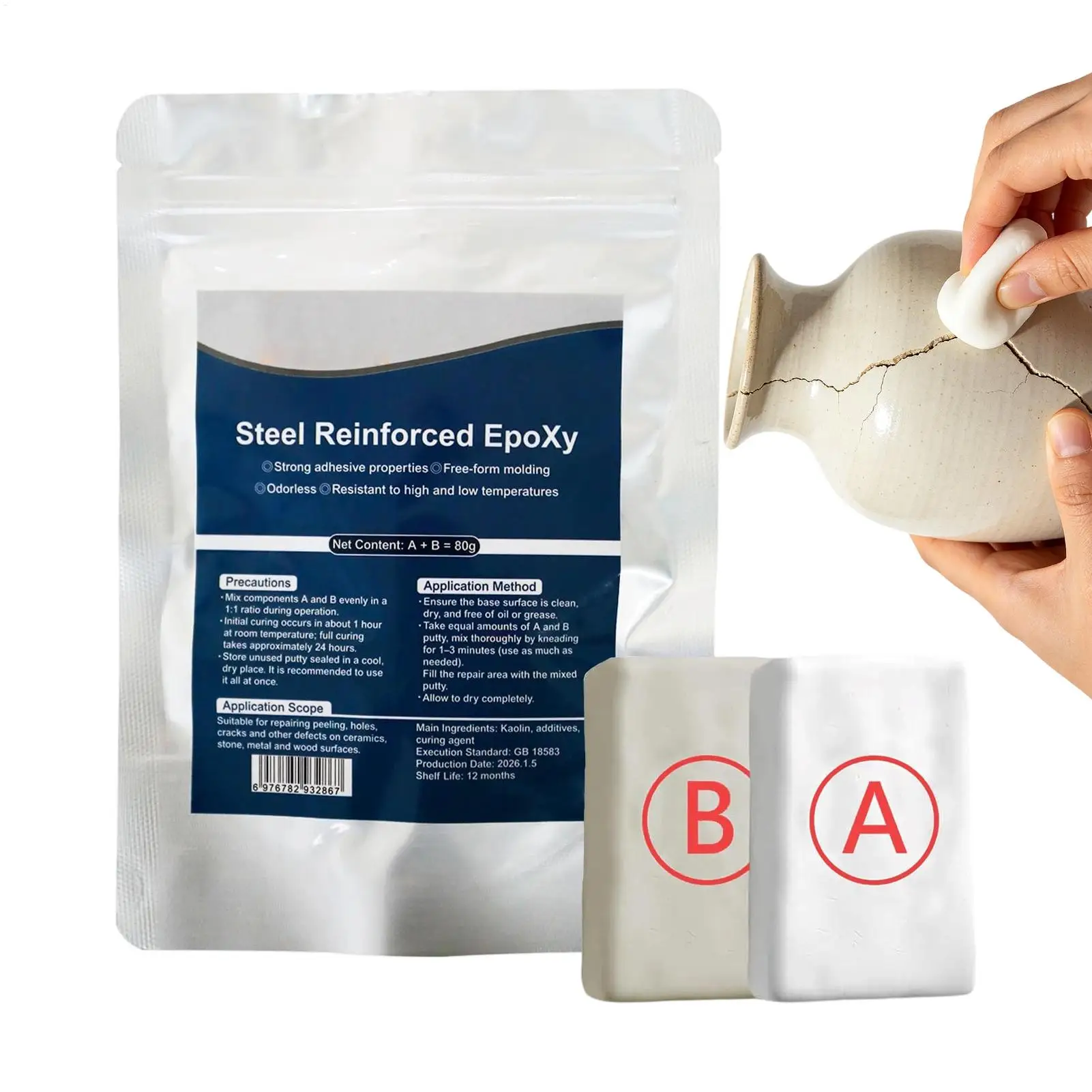Epoxy Putty Quick Dry High Strength 2 Part Filler Ceramic Clay Multipurpose Repair Plastic Metal Wood Craft Sculpture Modeling