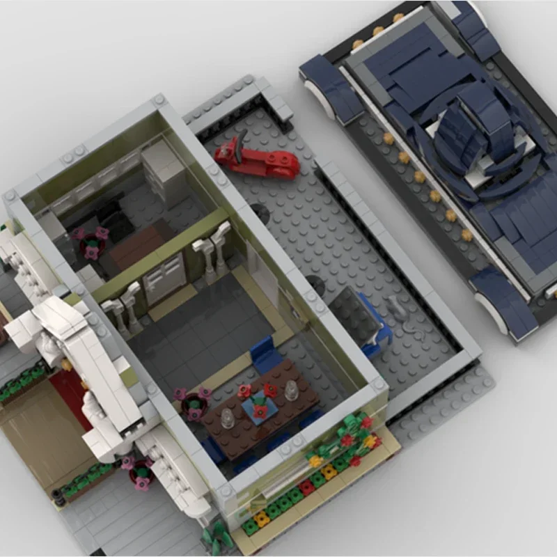 Moc اللبنات وحدات عرض الشارع قاعة المدينة الصغيرة الطوب الفني لتقوم بها بنفسك تجميع ألعاب البناء لهدايا عيد الطفل