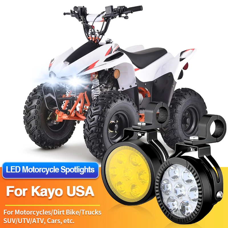 1 Set LED Universal Motorcycles Headlights 2-Color Fog Light UTV ATV for Kayo USA BULL 125/150/200/FOX 70 AY70-2/FOX 70 PAK70-1