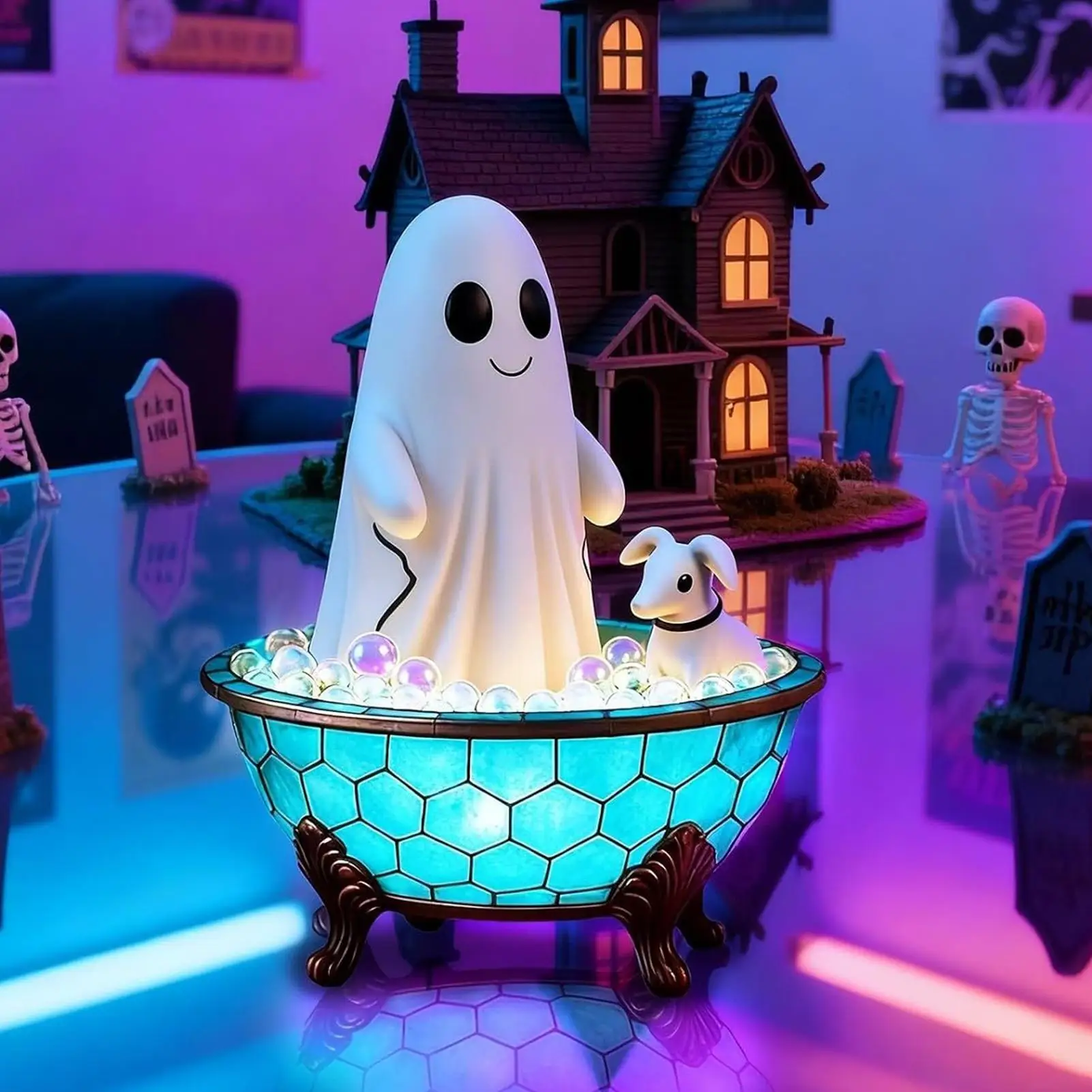 halloween ghost bubble bath light cute tub ghost night lamp dim glow for bathroom bedroom daily rest atmosphere layout