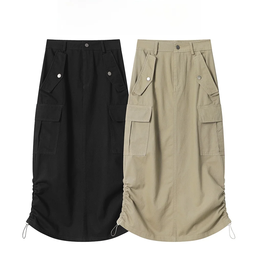 High Waist A-Line  Skirt for Women Spring Summer Slimming Split Workwear Sle Mid-Length Skirts Commute ket Design