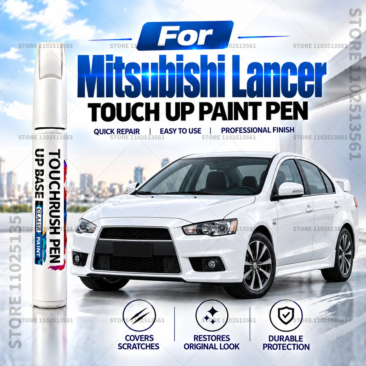 Auto Touch Up Paint Pen for Car Body Scratch Repair and Small Paint Chip Touch Ups For Mitsubishi Lancer White Apex Silver Blue