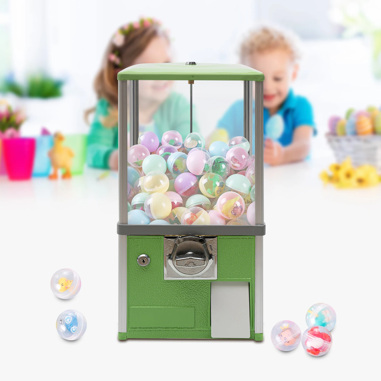 Coin Insert Large Capacity Capsule Vending Machine 25 Cents Commercial Kids Toy Dispenser Fit Twister Balls Mini Gumball Retail Equipment