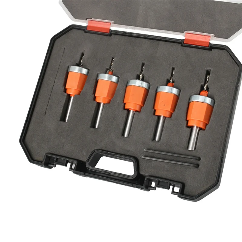 

ABRW-Woodworking Hole Opener Drill Bit Router Core Limiter Countersunk Head Screw Openers +Bearings B 1Set
