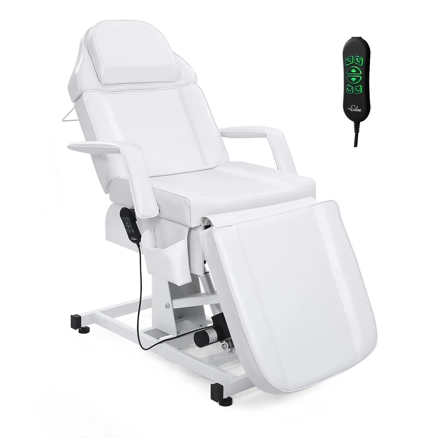 Electric Facial Bed, Massage Tattoo Lash Waxing Table, Height Backrest Footrest Adjustable, Beauty Spa Use, White, Customized