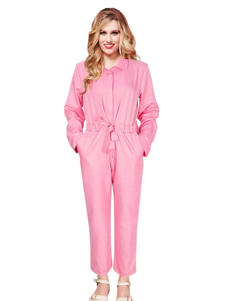 Teddy Jumpsuit Women\'s Outfits Pink Long Sleeved Cosplay Doll Role-playing Set Movie Costume Female Clothing Spring 1-pcs Set