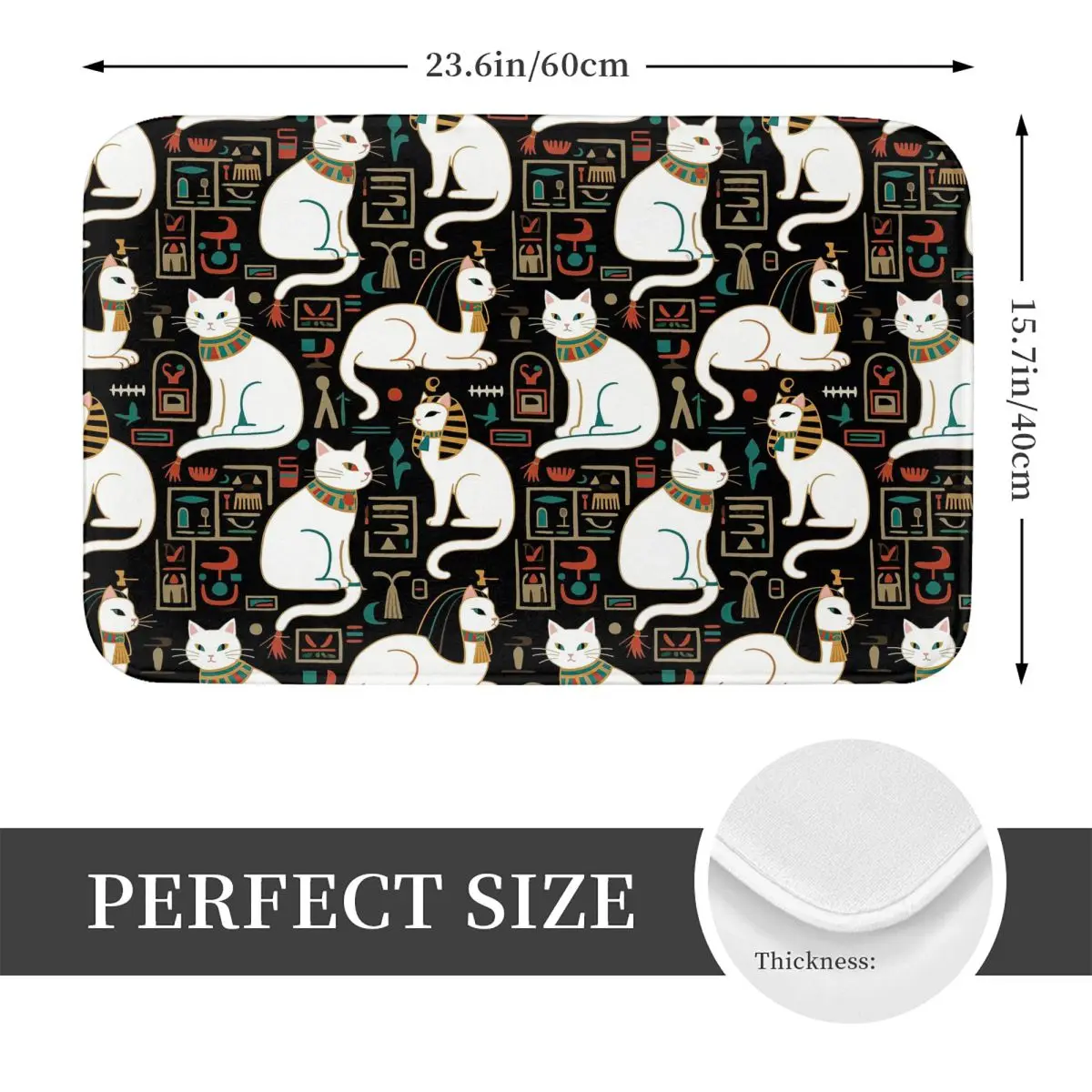 Ancient Egyptian Sacred Cat Pattern Anti-slip Doormat Floor Mat Absorbent Mat Carpet Rug for Kitchen Entrance Home Bedroom Mats