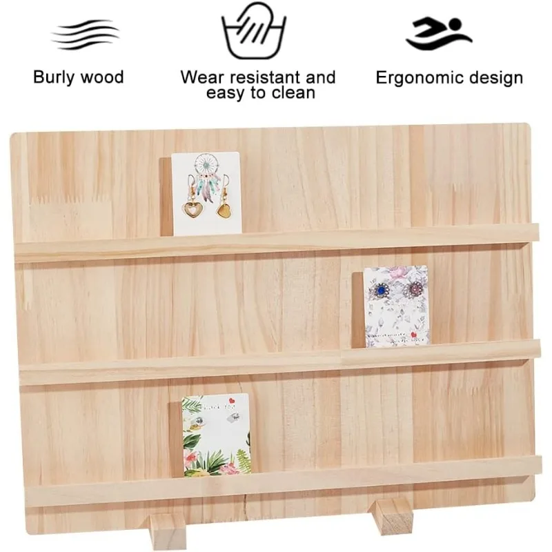 1Set Wood Earring Display Stands 3 Layers Jewelry Earring Display Holder Wood Earring Card Holder Photos Business Card Holder