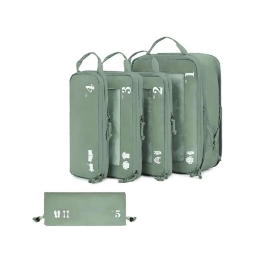 

Набор из 5 компрессионных упаковочных кубов для чемоданов, органайзеры для путешествий, включая сумки для обуви, износостойкие, для путешествий