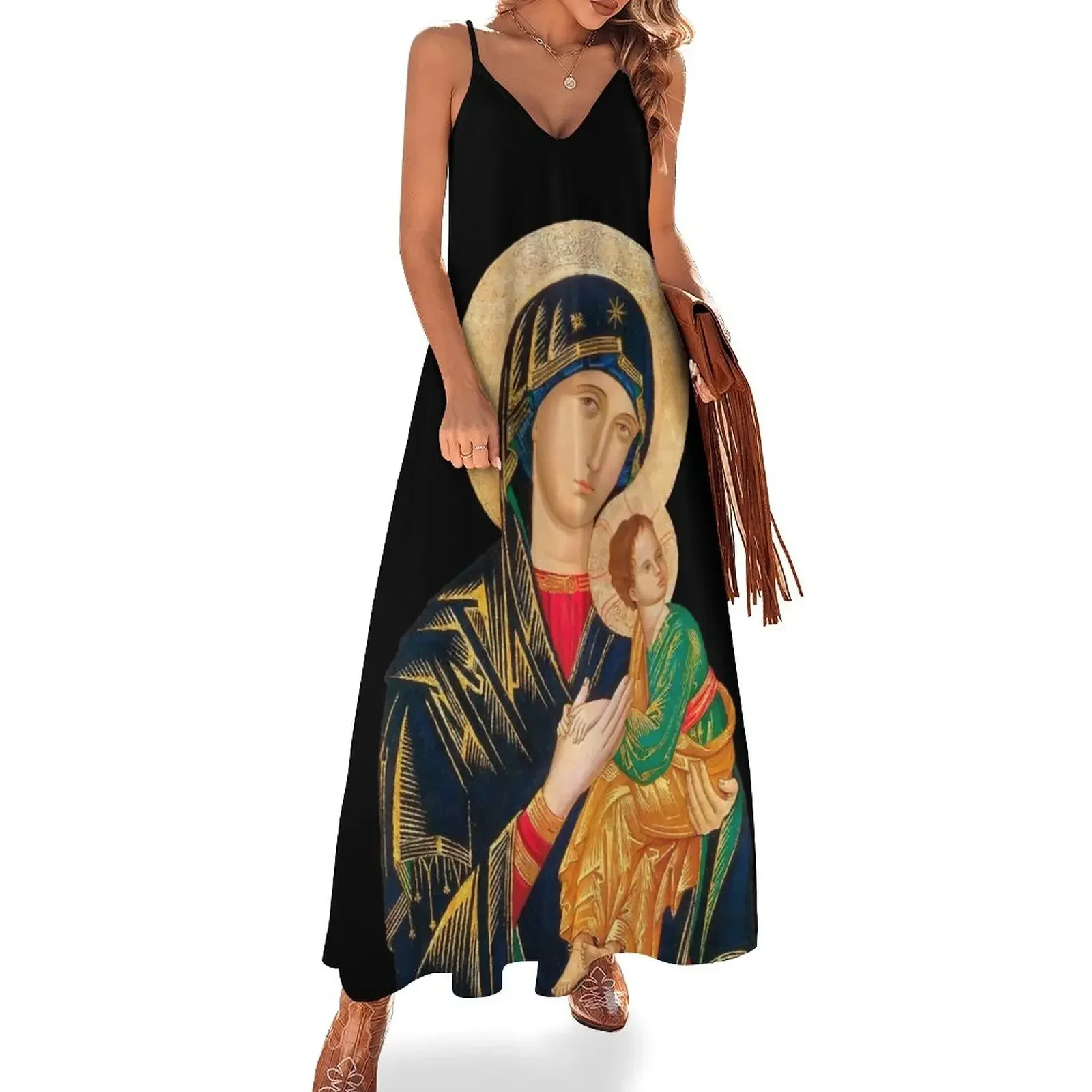 

Our Lady of Perpetual Help (transparent background design) Sleeveless Dress Dress woman summer outfits for women 2024 Dress