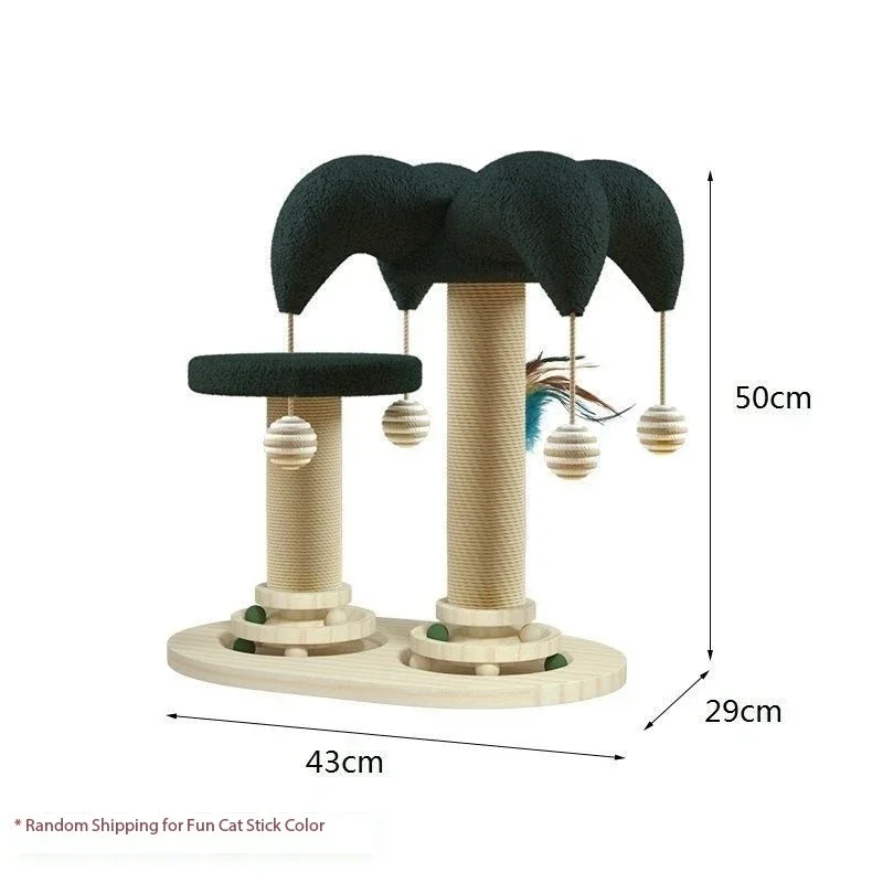 Hat Shaped Heightened Vertical Sisal Solid Wood Cat Scratching Post Cat Toy