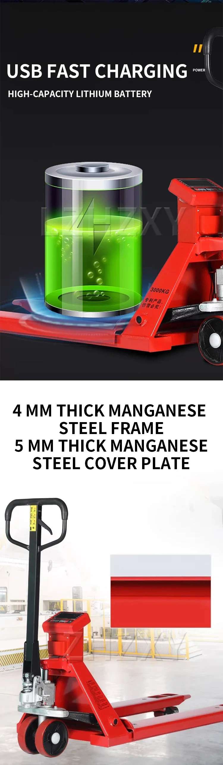 Electronic Forklift Scale, 2-Ton Capacity, 0.1-kg High-Precision Weighing Trolle