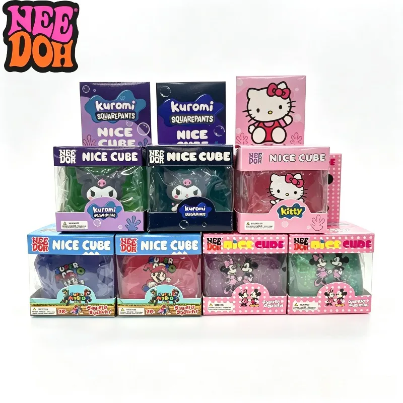 Cute Cartoon Cube Squishy Fidget Toy, Soft Squeeze Stress Relief Decompression Toy, Creative Gift for Kids Adults, Portable Hand