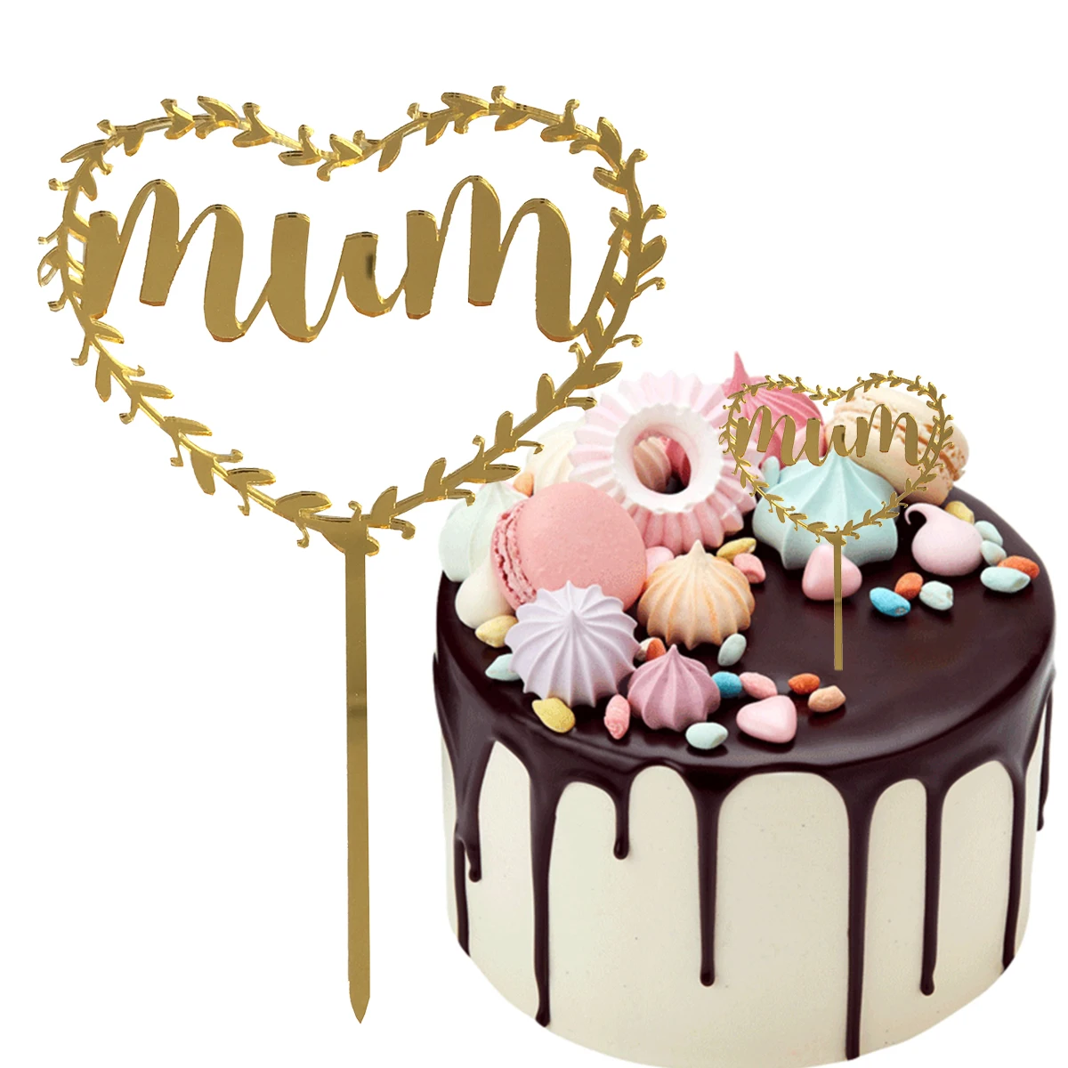 

5 Pcs Toppers Picks Wreath Mum Decorative Supplies Mother Day Cake Decoration Cake Picks Fruit Dessert Accessories