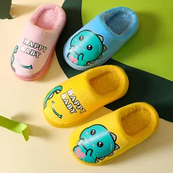 Winter Kids Shoes Cartoon Dinosaur Cute Slippers Warm Non-slip Girl Home Indoors Slippers Boy Baby Children Cotton Baby Shoes