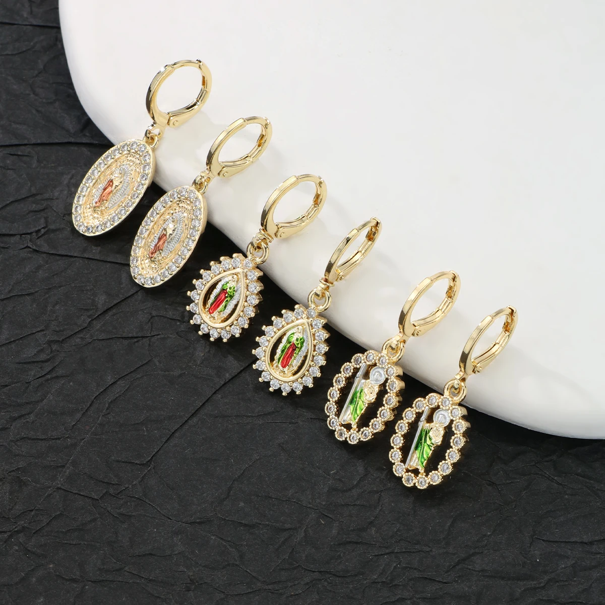 1 Par/2 Piezas de Aretes de Cobre de la Virgen de Guadalupe, Joyería Religiosa, Regalo para Latinoamérica, Aretes de la Virgen de Guadalupe