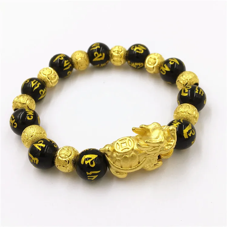 

Культовый классический браслет унисекс из 24-каратного золота AU999 — чистое золото, Пи Сю, дракон, черепаха, оберег, китайский классический стиль