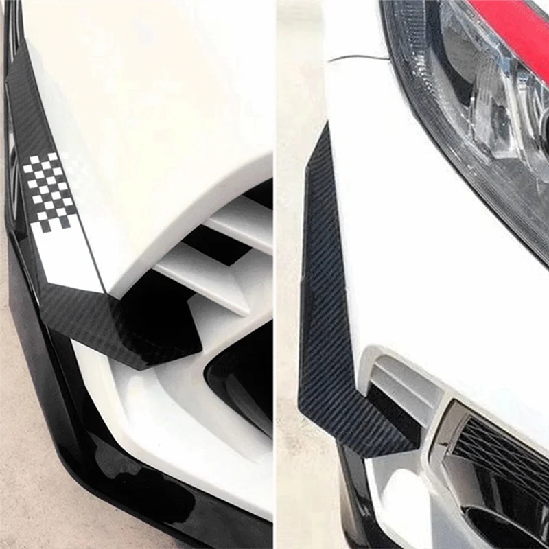 Car Black Front Bumper Lip Fin Splitter Spoiler Canard Sticker for Honda Civic 10TH Type-R 2019-2021