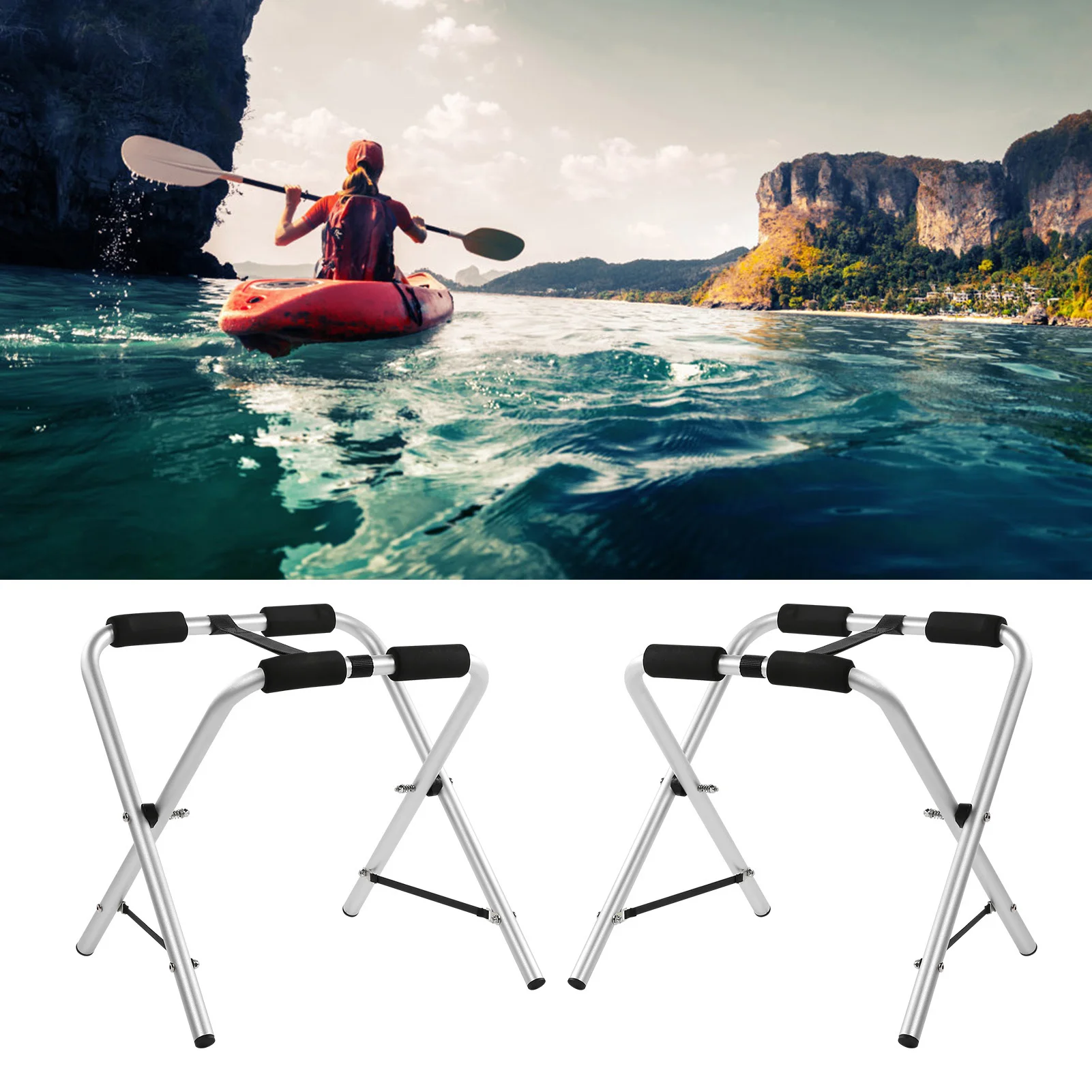 

Kayak Bracket Portable Kayaks Bracket Kayak Place Bracket Aluminium Alloy Portable Canoe Rack Stand Fixing Surfboard Accessory