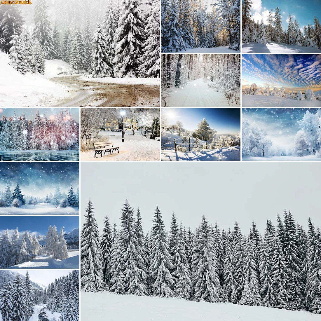 

Christmas New Year Clock Decor Backdrop Photography Vintage Xmas Trees Gifts Snow Winter Indoor Photo Studio Background BH-09