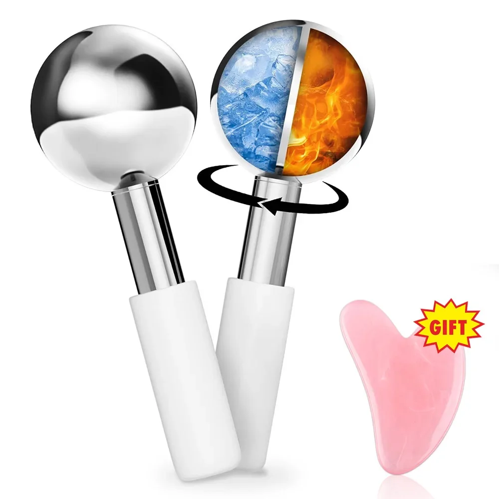 Face Ice Globes Unbreakable Stainless Steel Ice Roller Face Eyes Cryo Sticks Cooling Globes for Puffiness Wrinkles Dark Circles