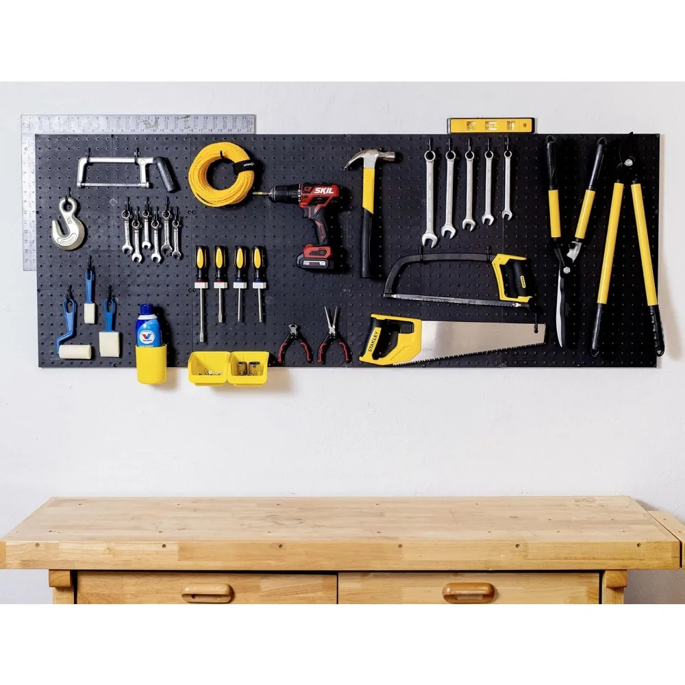 Pegboard Panels Garage Organization 12 ea Black Peg Board Panel Set Tool Organizer Crafts Shop Home Office Garage