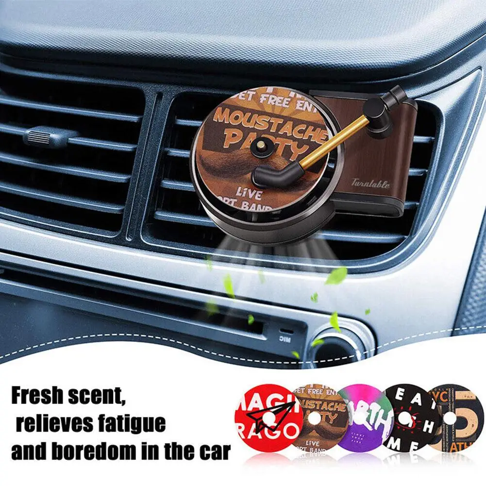 Newest Car Retro Record Player,Fragrance Air Conditioner Outlet Rotating Ornament Creative Ornament For Remove Odors In Car E6Z7