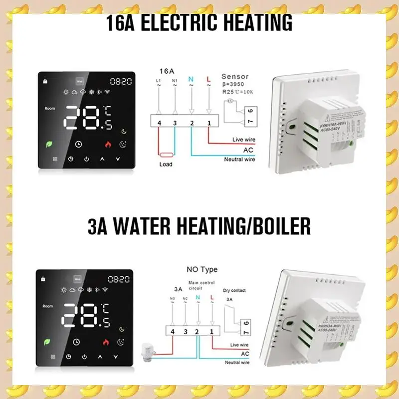 

Умный термостат Tuya Wi-Fi, электрический подогрев пола, водяной нагрев, температура, пульт дистанционного управления для Google Home Alexa (16A), прочный