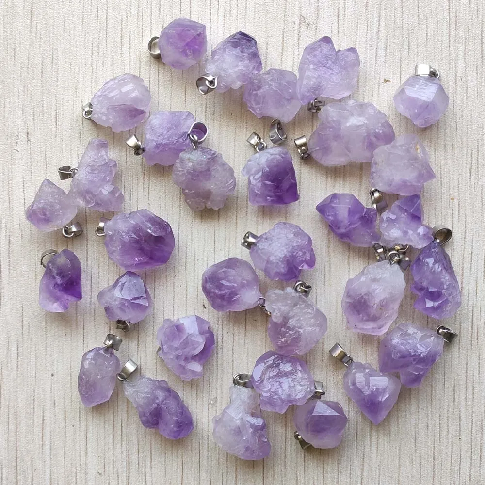 

Beautiful hot selling Natural amethysts stone Irregular shape pendants for jewelry making 50pcs/lot wholesale free shipping