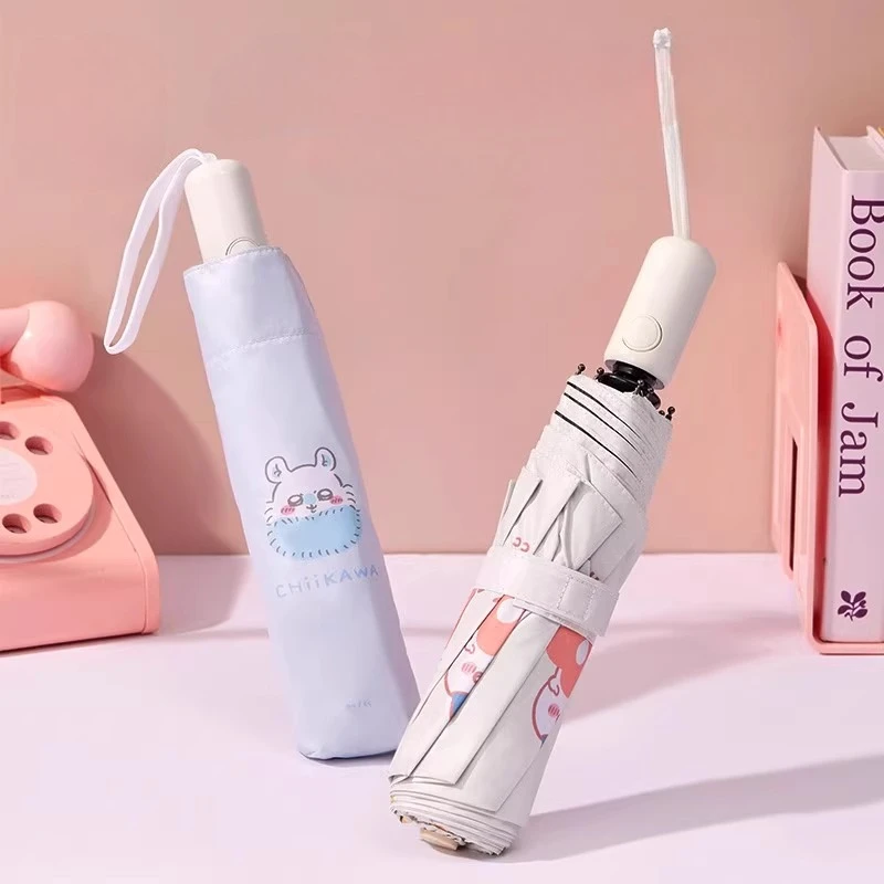 

Chiikawa Аниме Автоматический УФ-зонт для защиты от солнца - Компактный дорожный зонт UPF50+ с автоматическим открытием/закрытием