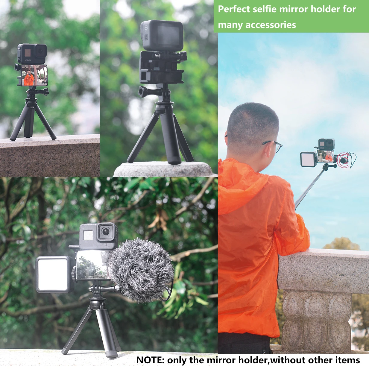 Selfie مرآة جبل حامل الحذاء البارد قوس ملحق ل Gopro بطل 12 11 10 9 8 7 6 5 SJcam DJI OSMO Insta 360 عمل الكاميرا