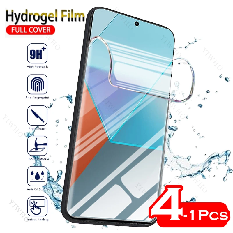 

4-1 шт., Гидрогелевая Защитная пленка для Xiaomi Redmi Note 13 Pro