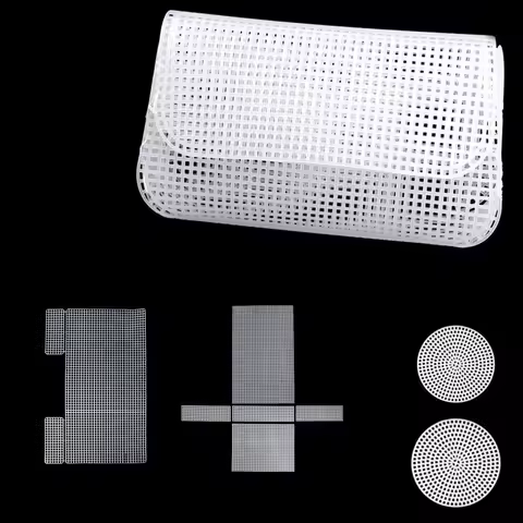 Plastic Weaving Plastic Mesh Cloth White Handmade Bag Fixed Grid Sheet Craft Knitting Crochet Bags Plate Bag Accessories